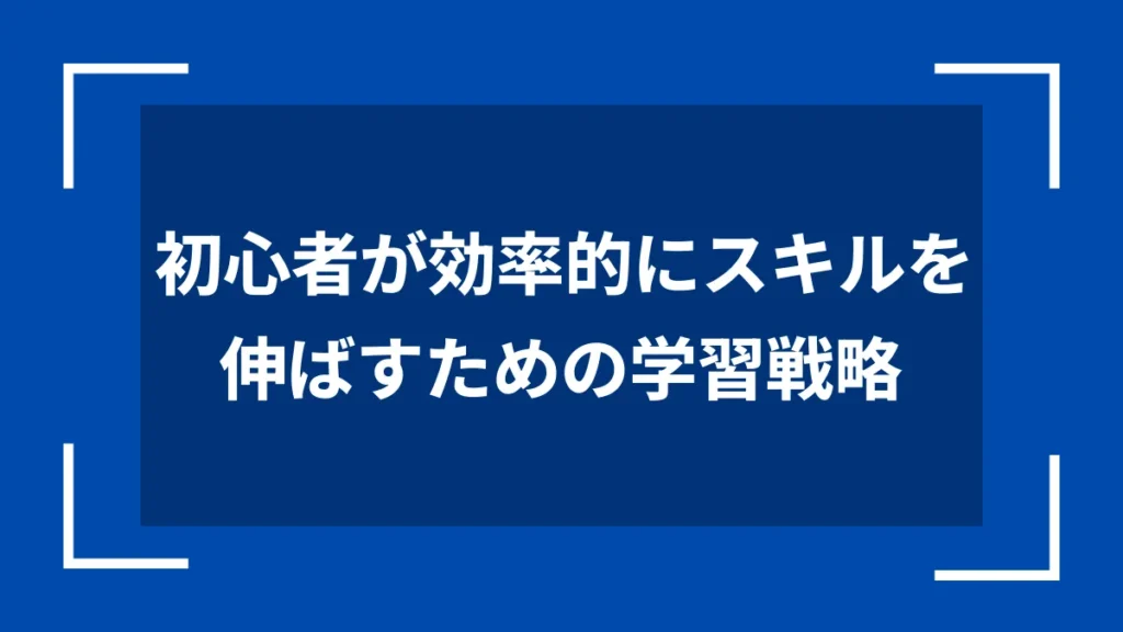 初心者が効率的にスキルを伸ばすための学習戦略